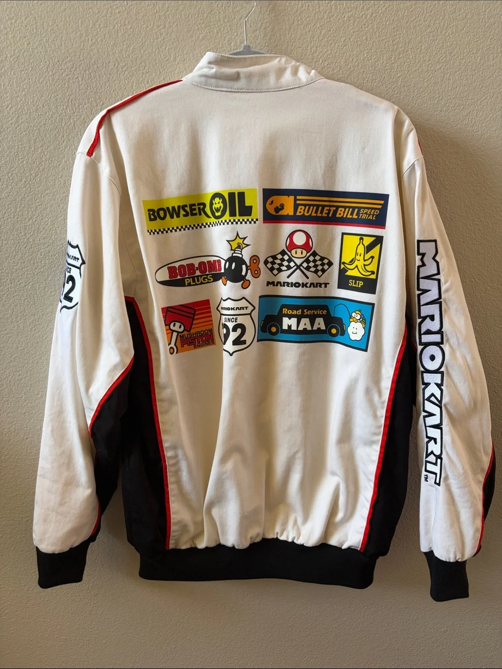 Mario Kart White & Black Racing Bomber Jacket